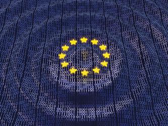 The EU flag made up of binary code